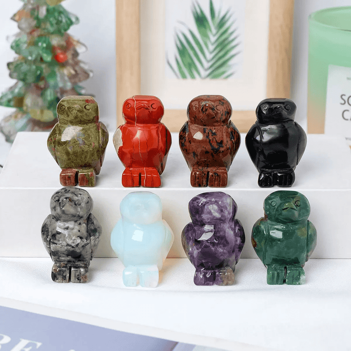 Olivenorma Decorazione ornamentale in pietra grezza incisa a forma di pinguino