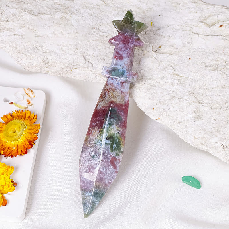Decorazione con pietre preziose naturali con pugnale inciso Olivenorma