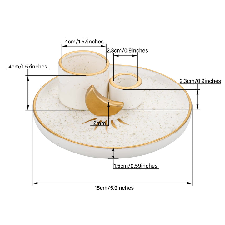 Porta incenso in ceramica con base in legno sacro della luna Olivenorma