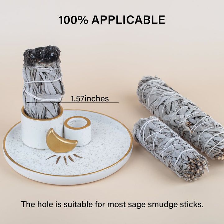 Porta incenso in ceramica con base in legno sacro della luna Olivenorma