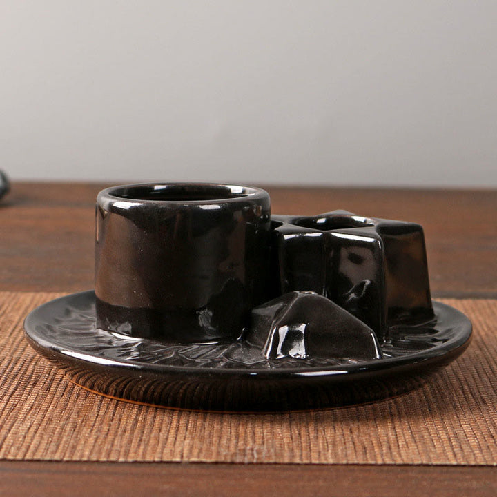 Olivenorma 3-IN-1 Porta incenso in ceramica a forma di stella in stile salvia