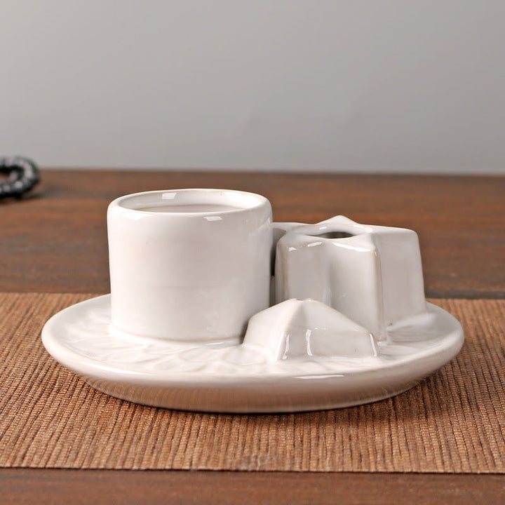 Olivenorma 3-IN-1 Porta incenso in ceramica a forma di stella in stile salvia