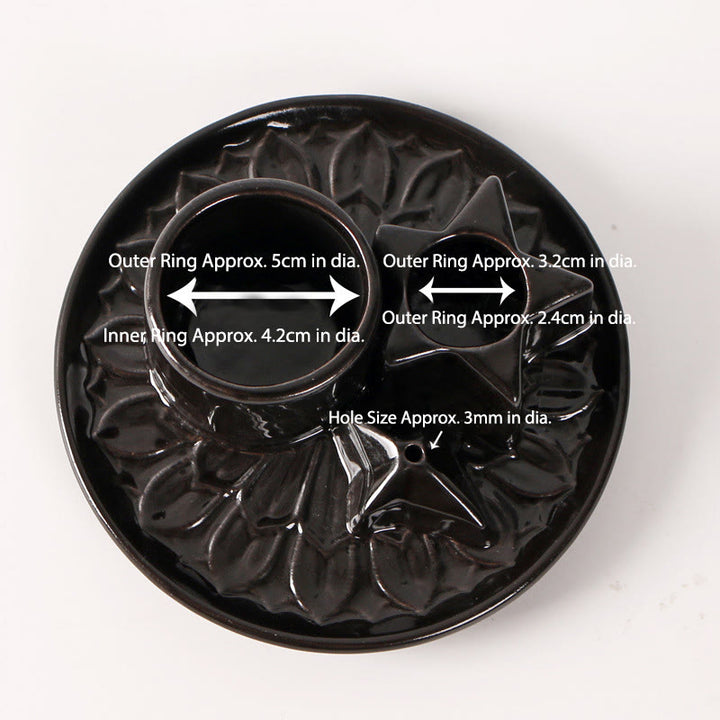 Olivenorma 3-IN-1 Porta incenso in ceramica a forma di stella in stile salvia