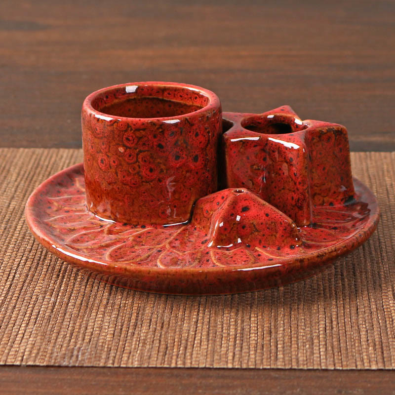 Olivenorma 3-IN-1 Porta incenso in ceramica a forma di stella in stile salvia