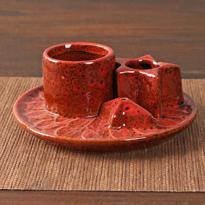 Olivenorma 3-IN-1 Porta incenso in ceramica a forma di stella in stile salvia