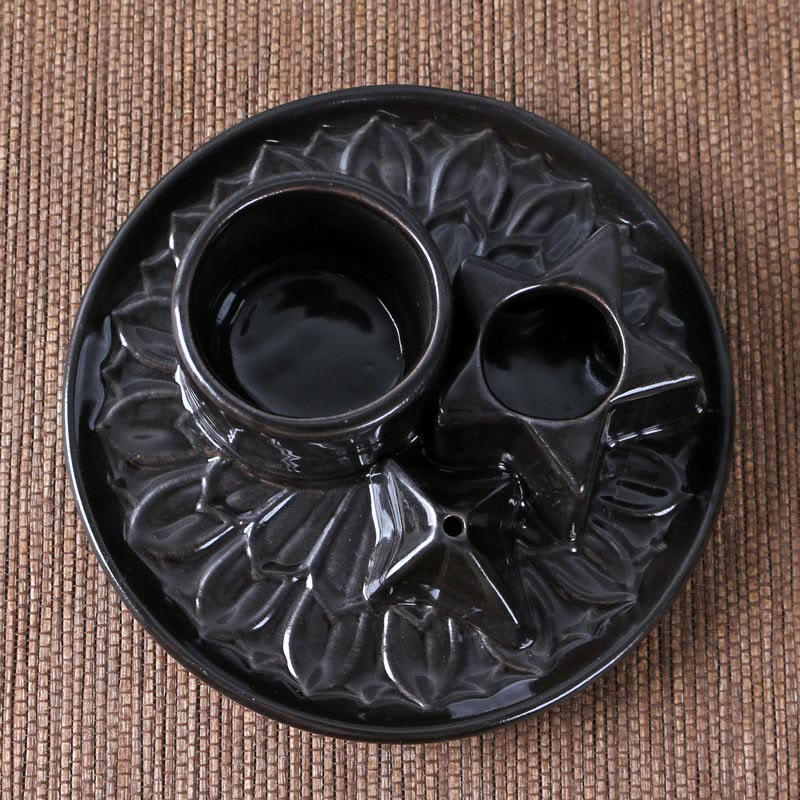 Olivenorma 3-IN-1 Porta incenso in ceramica a forma di stella in stile salvia