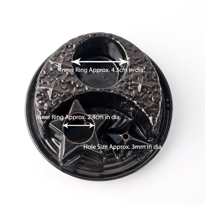 Olivenorma Porta incenso in ceramica 3 in 1 Luna e Stella Salvia