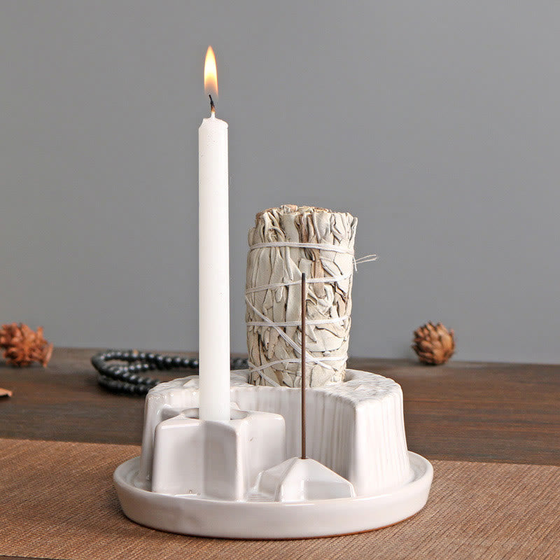 Olivenorma Porta incenso in ceramica 3 in 1 Luna e Stella Salvia