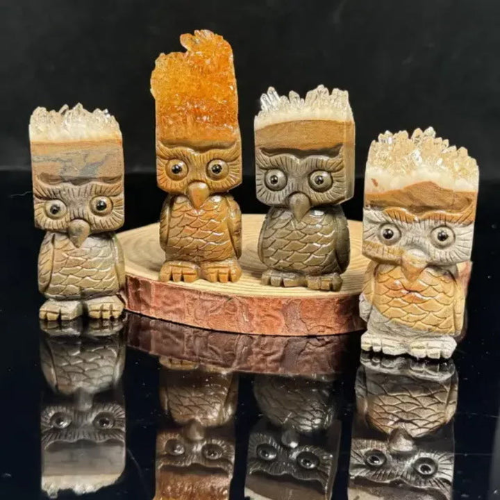 Ornamento gufo in cristallo trasparente Olivenorma , decorazione con pietre preziose