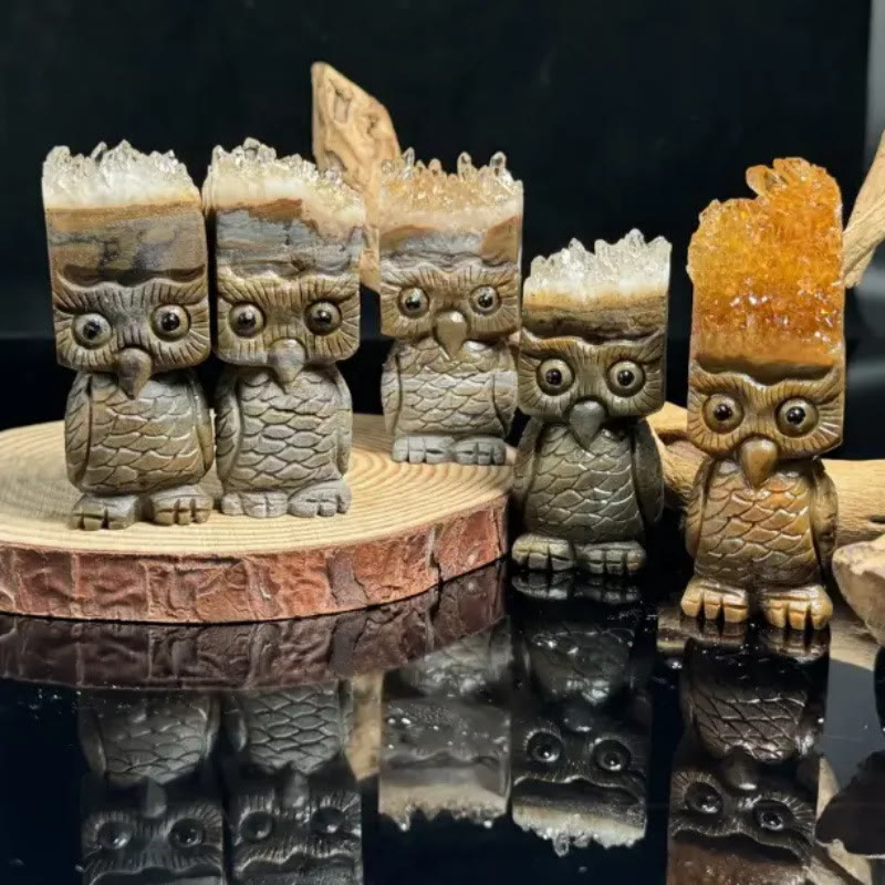 Ornamento gufo in cristallo trasparente Olivenorma , decorazione con pietre preziose