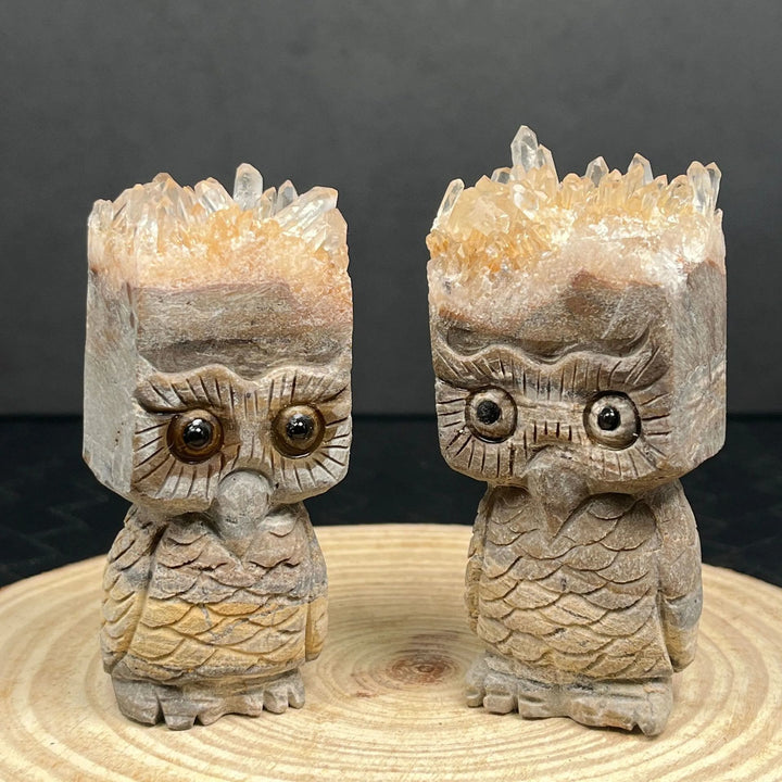 Ornamento gufo in cristallo trasparente Olivenorma , decorazione con pietre preziose