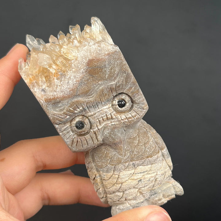 Ornamento gufo in cristallo trasparente Olivenorma , decorazione con pietre preziose