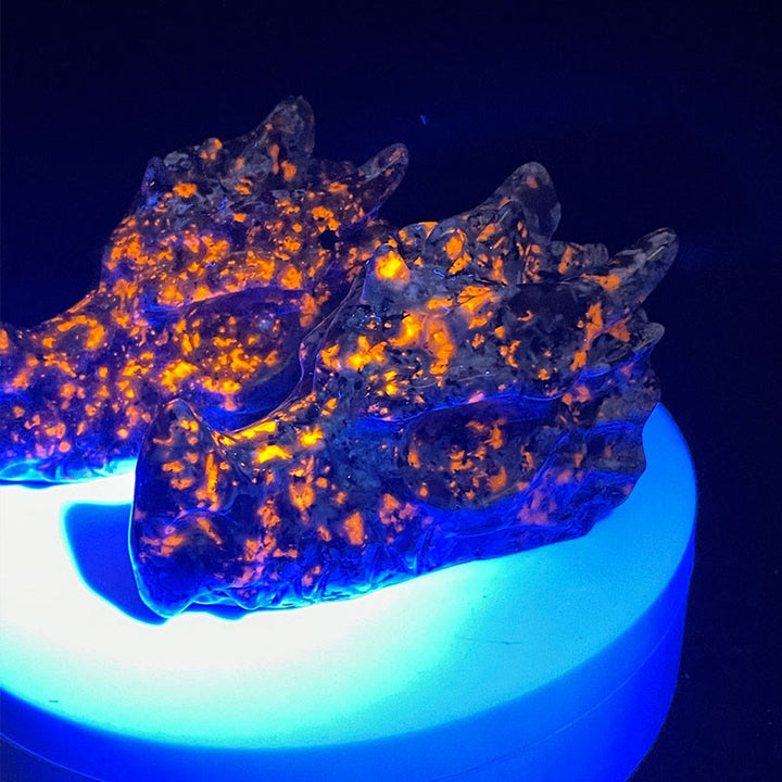 Decorazione con pietra preziosa testa di drago lucidante Yooperlite naturale Olivenorma