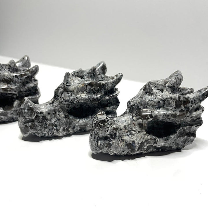 Decorazione con pietra preziosa testa di drago lucidante Yooperlite naturale Olivenorma