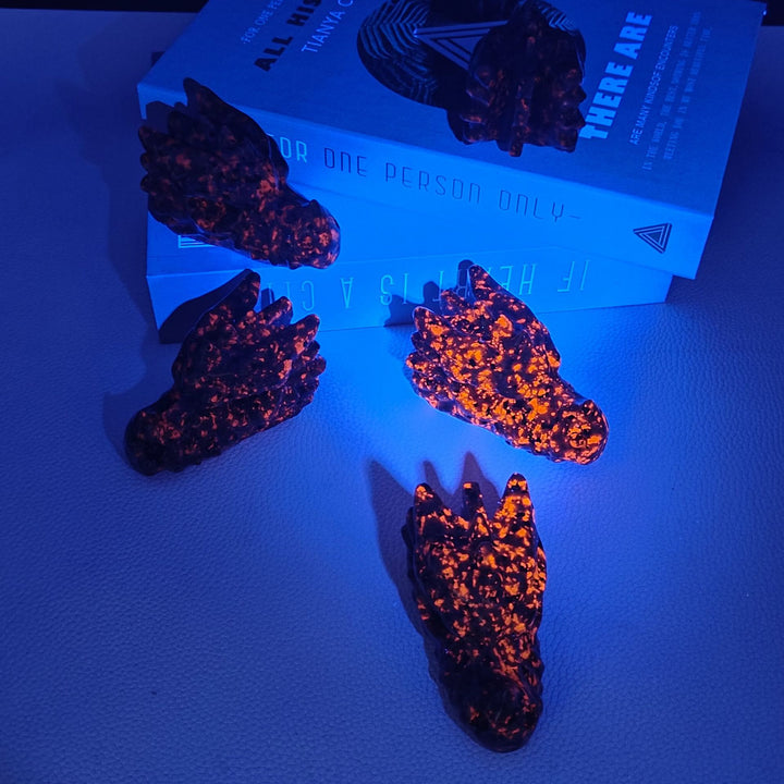 Decorazione con pietra preziosa testa di drago lucidante Yooperlite naturale Olivenorma