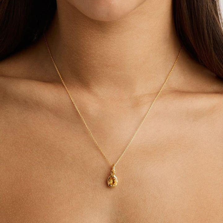 Collana con ciondolo in pietra portafortuna Olivenorma con gemma di cristallo naturale
