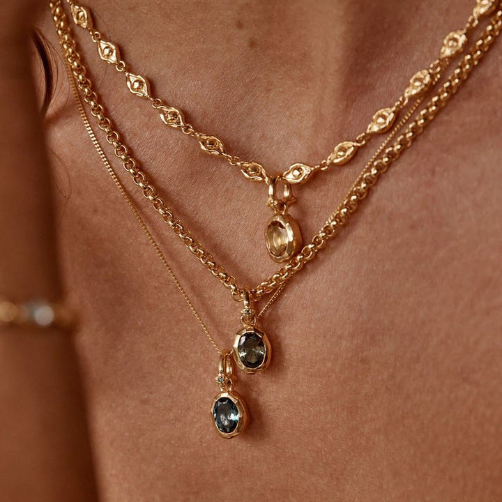 Collana con ciondolo in pietra portafortuna Olivenorma con gemma di cristallo naturale