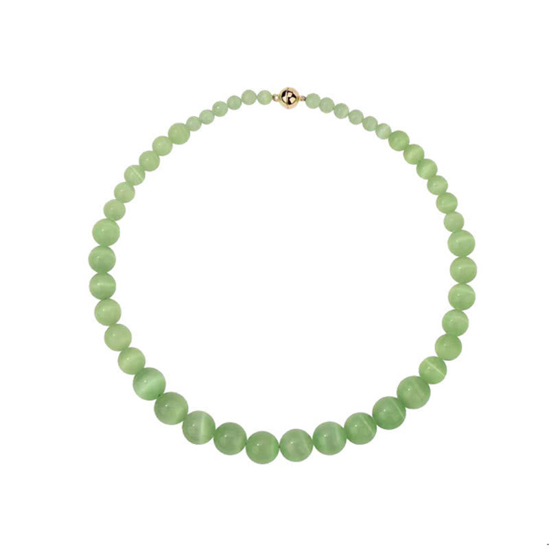 Collana girocollo con perline in pietra occhio di gatto Boho Olivenorma