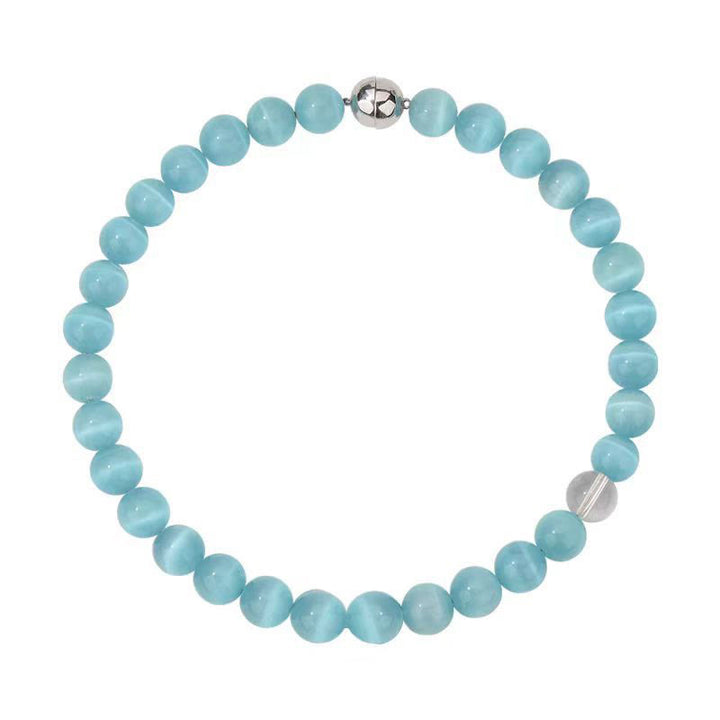 Collana girocollo con perline in pietra occhio di gatto Boho Olivenorma