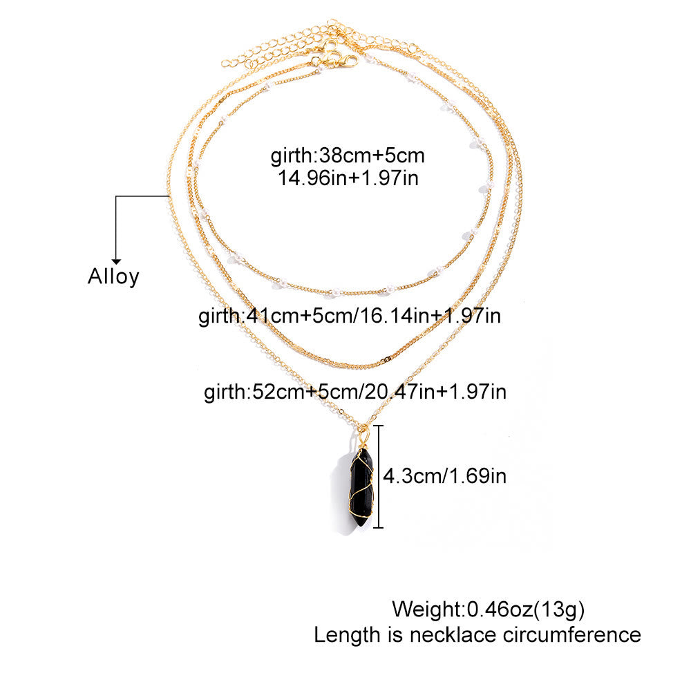 Collana impilabile con ciondolo a prisma in pietra preziosa naturale Olivenorma