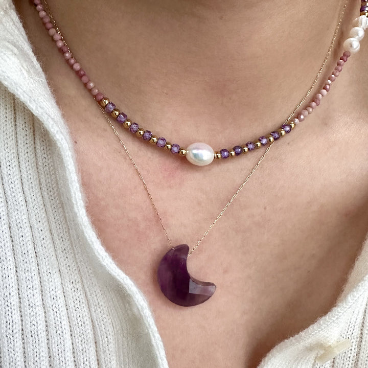 Collana Olivenorma in ametista naturale placcata in oro 14K