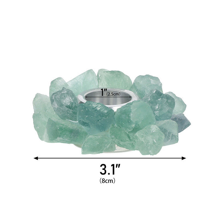Portacandele ornamentale curativo in fluorite verde naturale Olivenorma