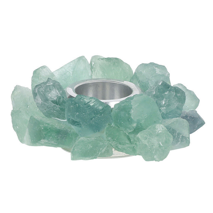 Portacandele ornamentale curativo in fluorite verde naturale Olivenorma