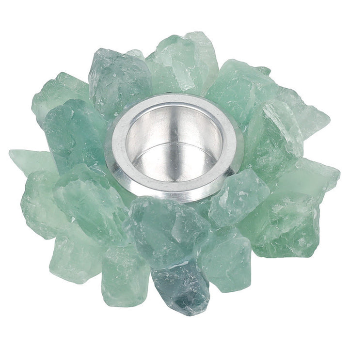 Portacandele ornamentale curativo in fluorite verde naturale Olivenorma