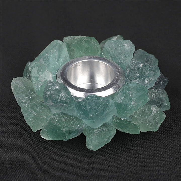Portacandele ornamentale curativo in fluorite verde naturale Olivenorma