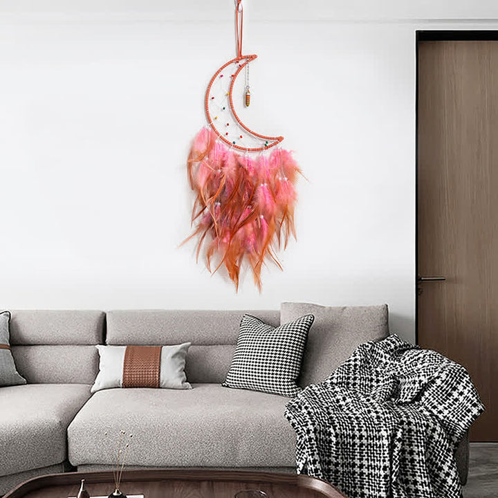 Olivenorma Perline di riso colorate Acchiappasogni rosa e arancione