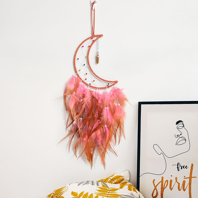 Olivenorma Perline di riso colorate Acchiappasogni rosa e arancione