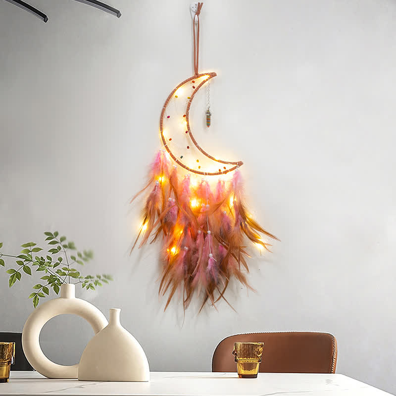 Olivenorma Perline di riso colorate Acchiappasogni rosa e arancione