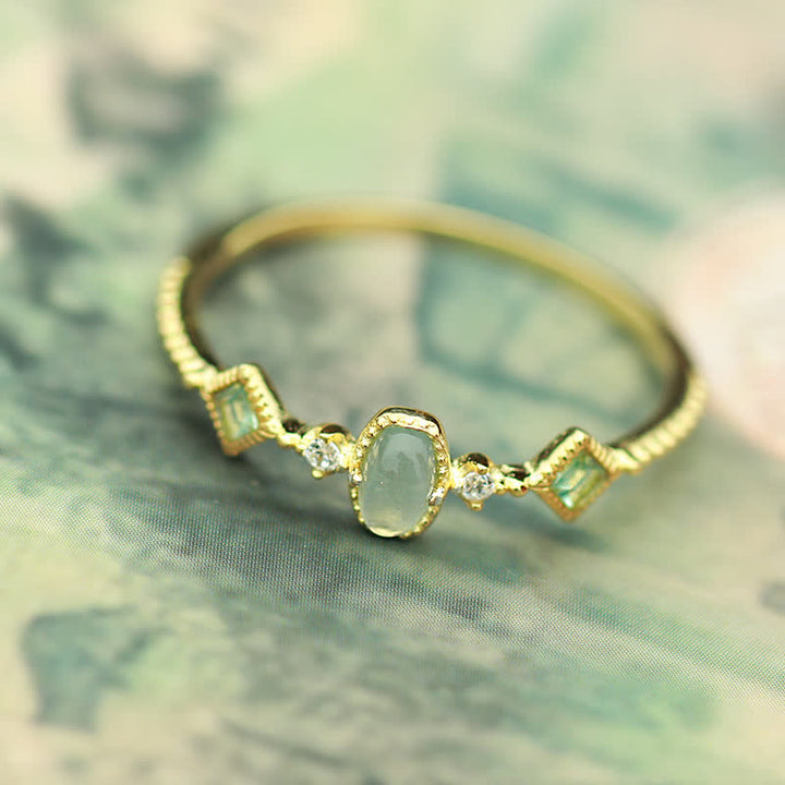 Anello Olivenorma Argento 925 Vintage in pietra naturale acquamarina