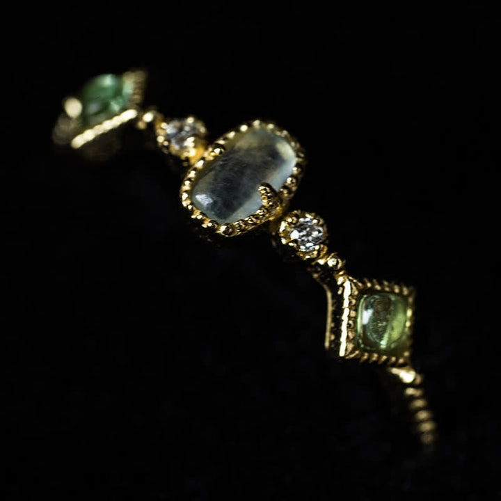 Anello Olivenorma Argento 925 Vintage in pietra naturale acquamarina