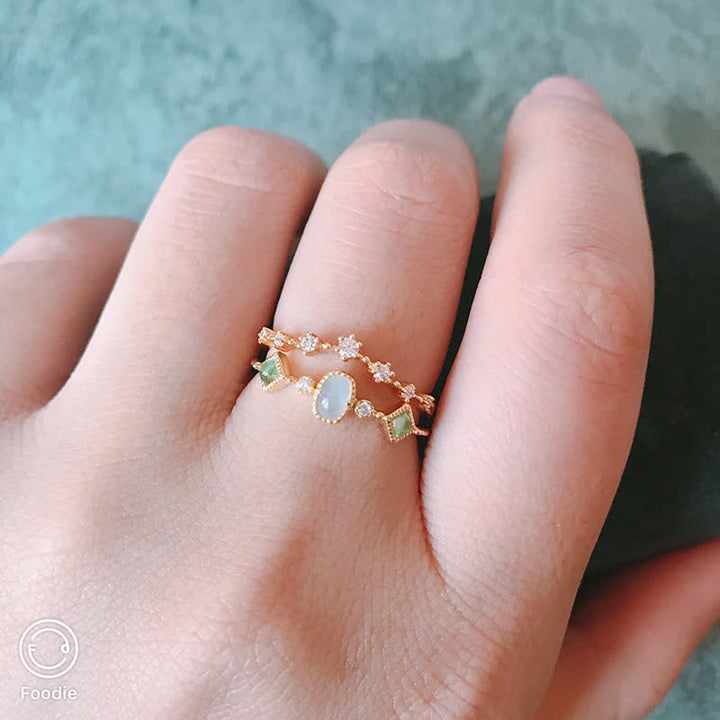 Anello Olivenorma Argento 925 Vintage in pietra naturale acquamarina