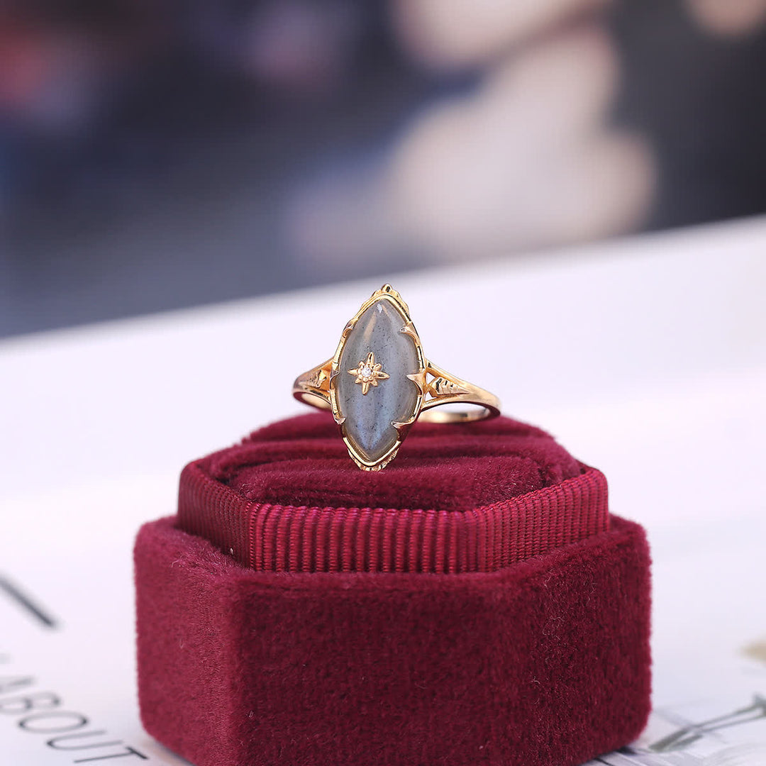 Anello con stampa a stella in labradorite naturale Olivenorma