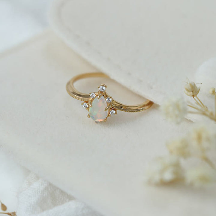 Olivenorma set 2 pezzi anello corona zircone bianco opale