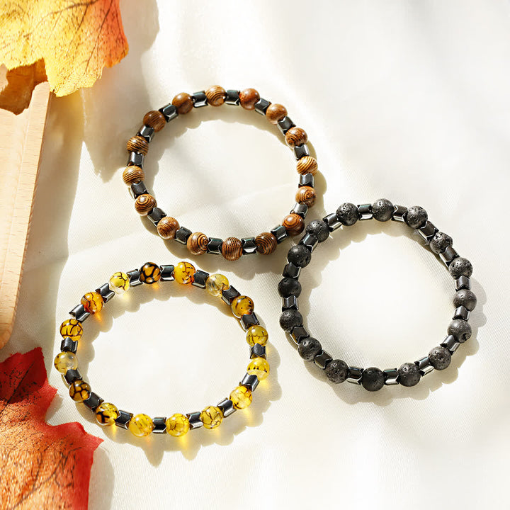 Braccialetto con perline geometriche in ematite Olivenorma 