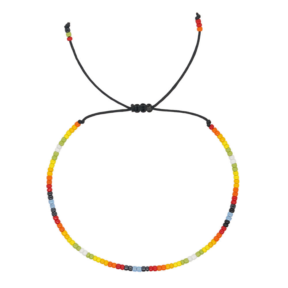 Olivenorma Braccialetto regolabile con perline di riso colorate 