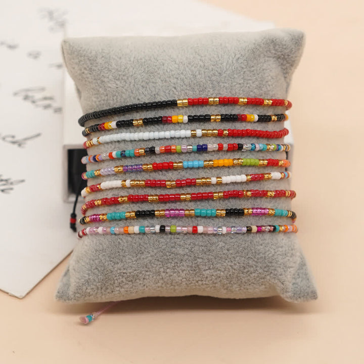 Olivenorma Braccialetto regolabile con perline di riso colorate 