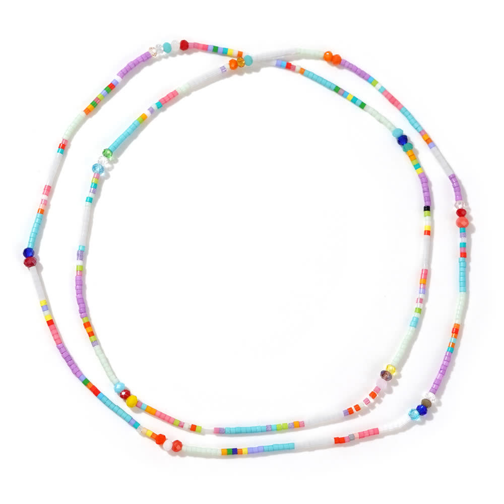 Olivenorma Braccialetto multistrato con perline di riso colorate 