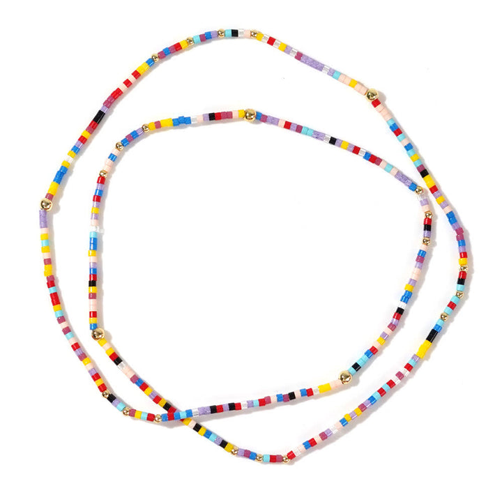 Olivenorma Braccialetto multistrato con perline di riso colorate 