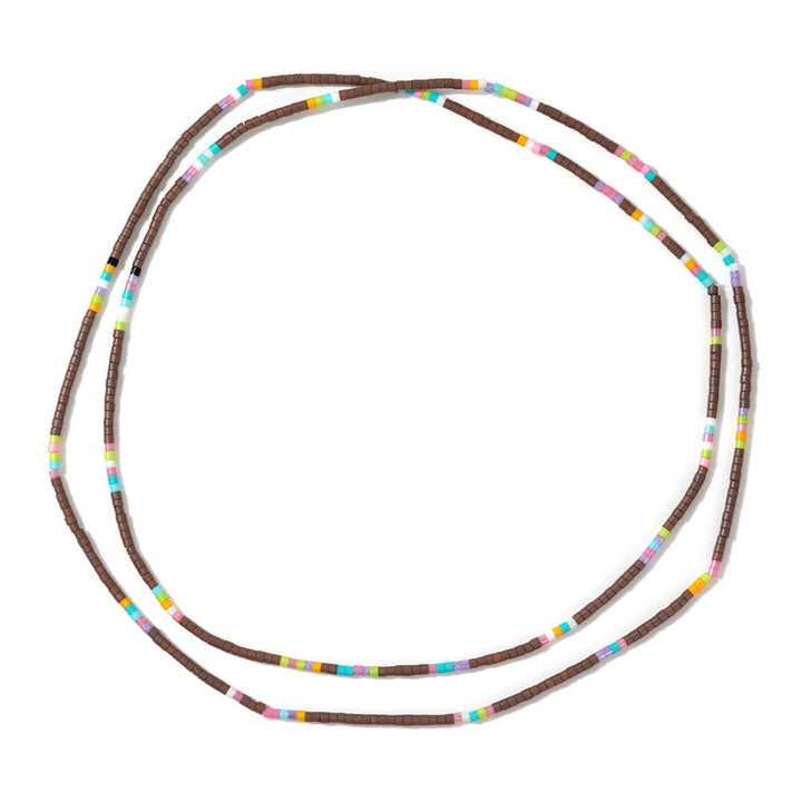 Olivenorma Braccialetto multistrato con perline di riso colorate 