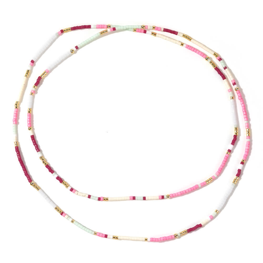 Olivenorma Braccialetto multistrato con perline di riso colorate 