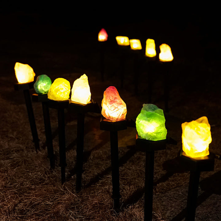 Olivenorma Lampada solare in pietra grezza per esterni, impermeabile, in cristallo