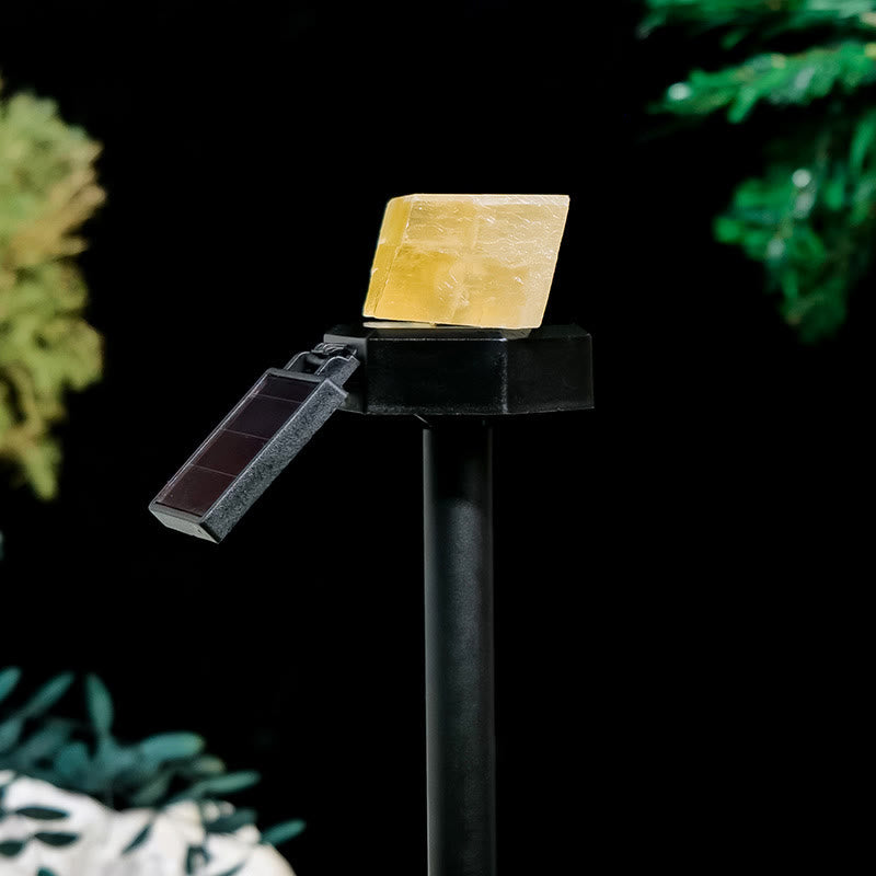 Olivenorma Lampada solare in pietra grezza per esterni, impermeabile, in cristallo