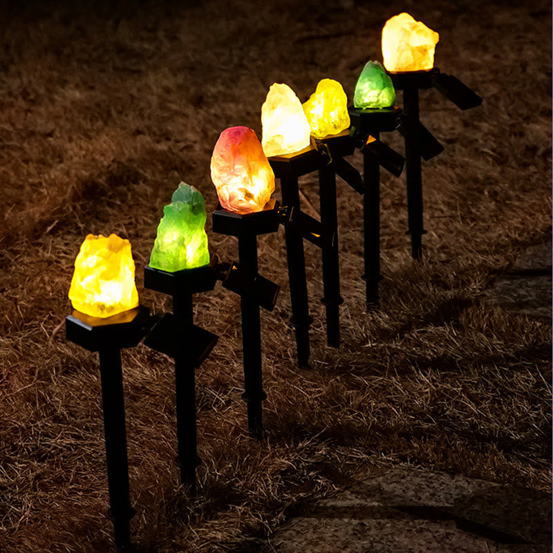 Olivenorma Lampada solare in pietra grezza per esterni, impermeabile, in cristallo