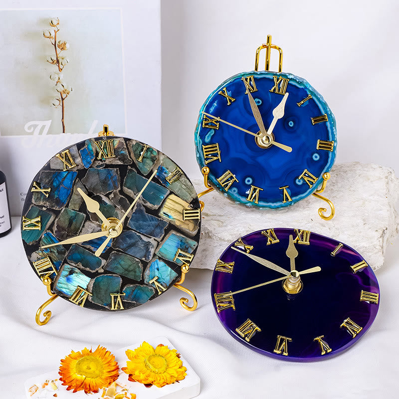 Olivenorma Raw Labradorite Agata Orologio Lucidante Decorazione Appesa