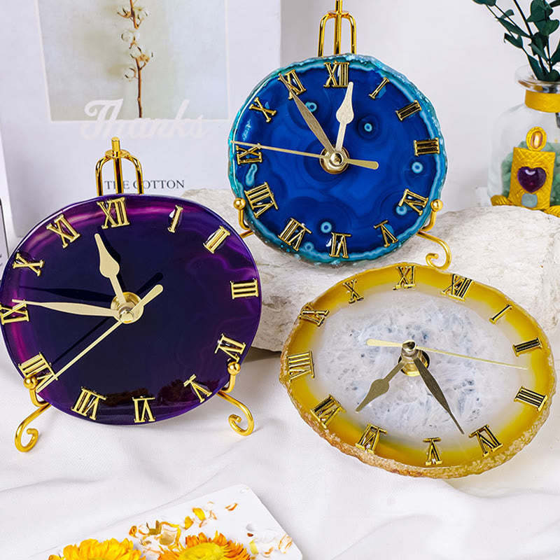 Olivenorma Raw Labradorite Agata Orologio Lucidante Decorazione Appesa