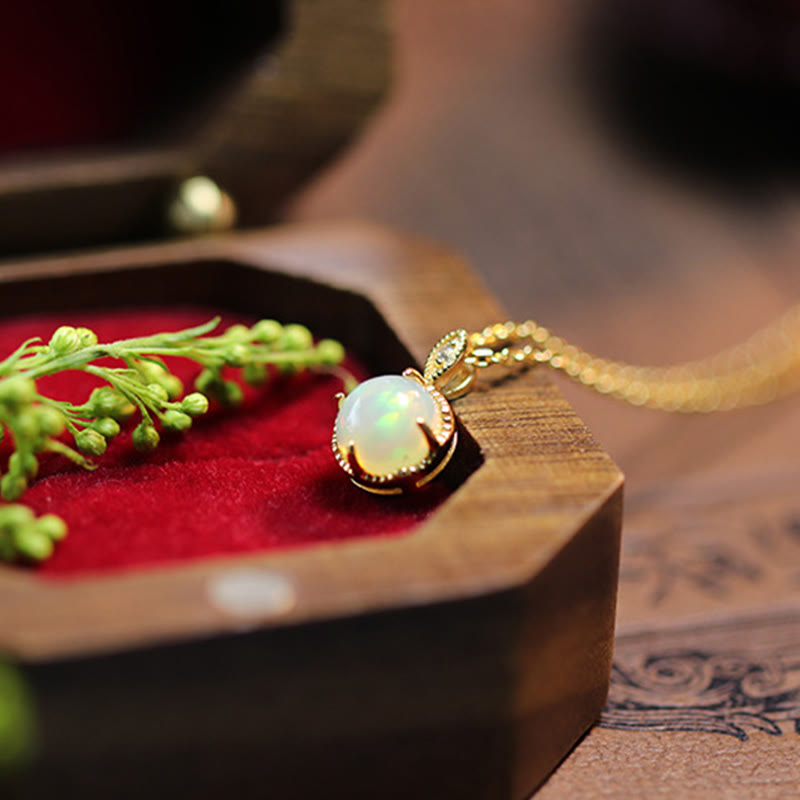 Olivenorma Set di gioielli con collana e orecchini in opale vintage S925